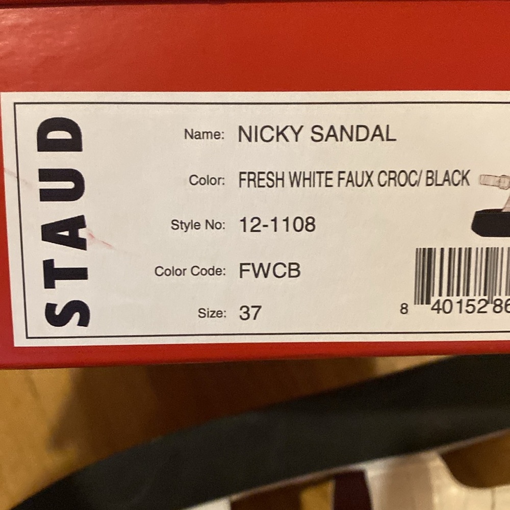 STAUD White Croc Nicky Sandals. Sz. 37/ 6.5-7 - Picture 8 of 15